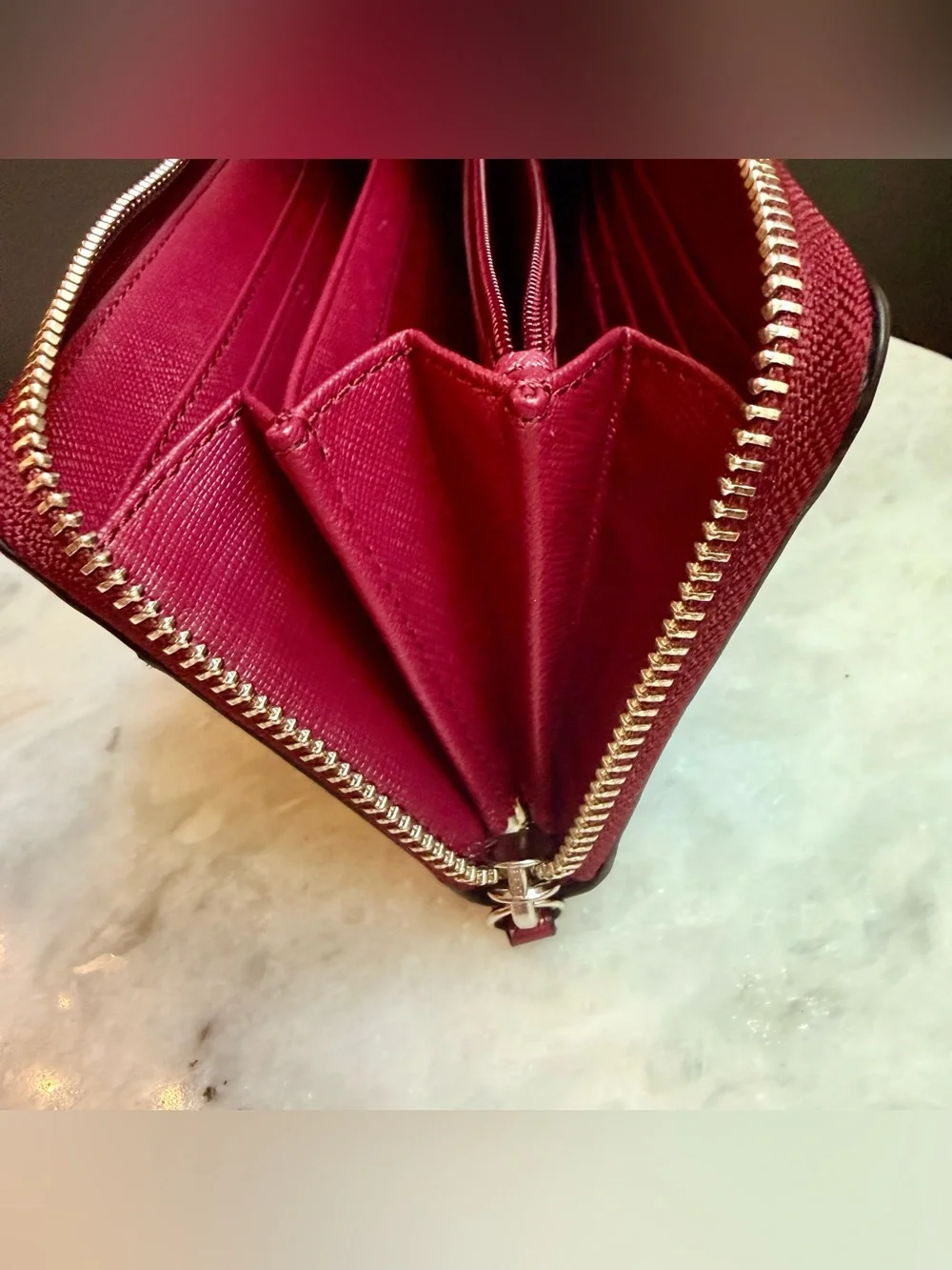 Coach Peyton Glen Plaid Accordion Zip Wallet F52138 G1453 Cranberry Rare 2014
